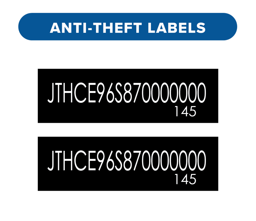 Auto Data Labels, car labels, vin labels replacement, vehicle certification label, door vin sticker replacement